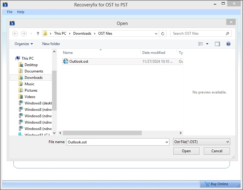 Select OST file to Open it