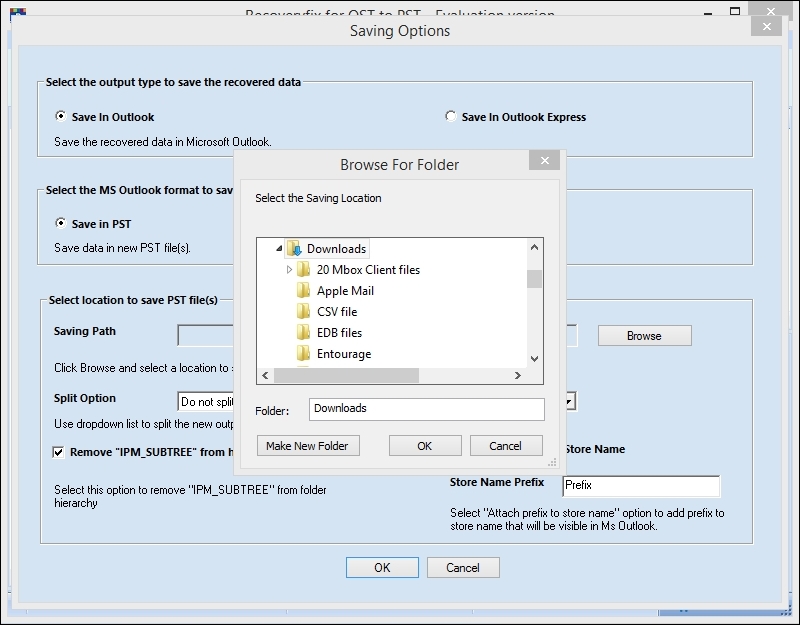 choose the file saving location